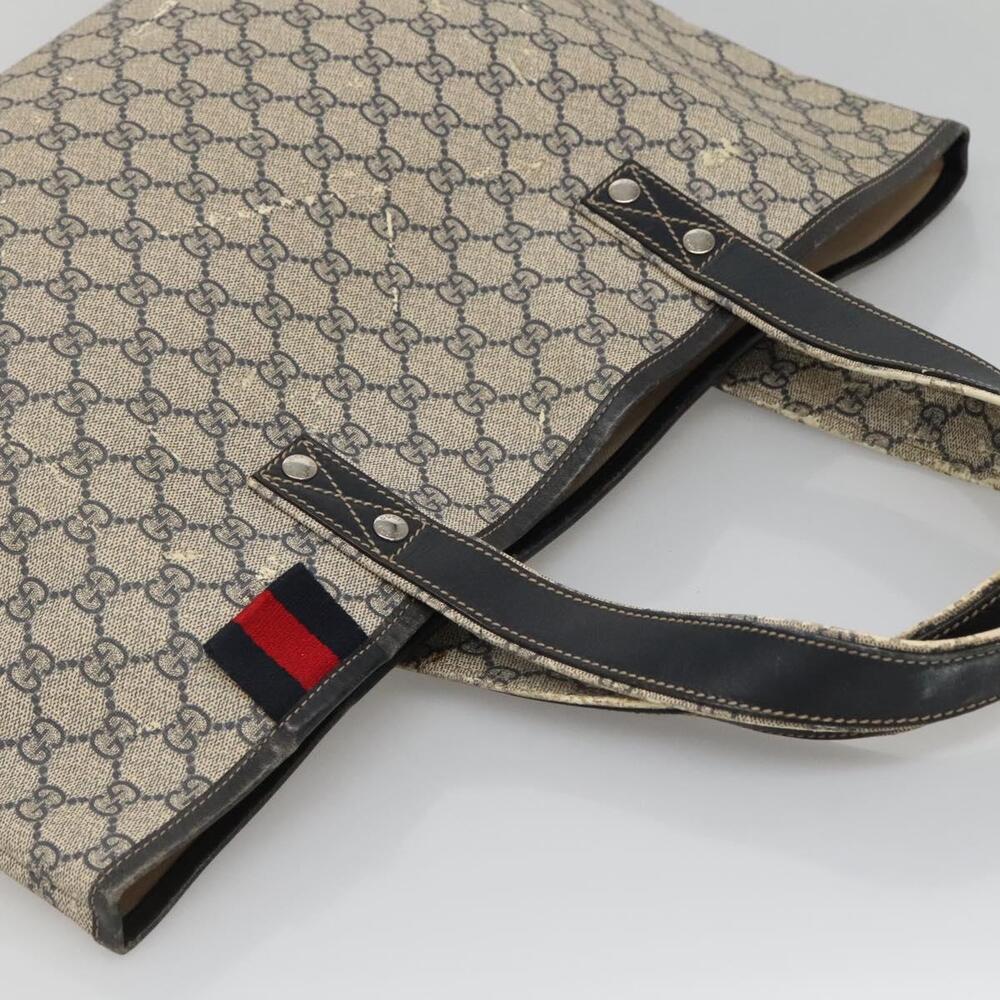 GUCCI GG Supreme Sherry Line Tote Bag Pvc Navy Silver - Picture 6 of 16